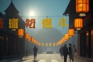 《暗巷微光》犯罪剧情片封面中窄巷路灯与雨伞